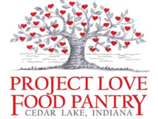 Project Love Food Pantry. A tree with cartoon hearts growing on it.