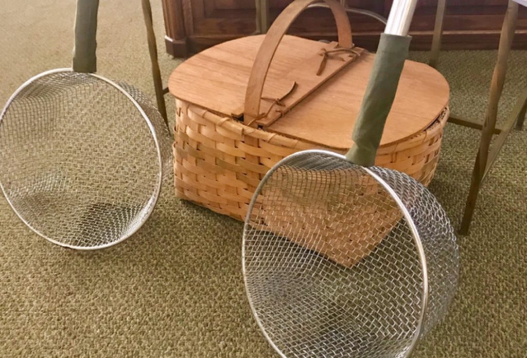 Collection baskets at church